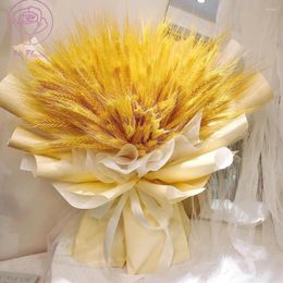 Decorative Flowers 50pcs Natural Dried Wheat Spikes Bouquet For Shop Business Arrange Real Preserved Gold Ear Of DIY Home Ornaments