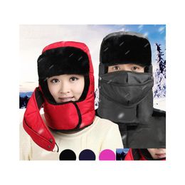 Party Hats Unisex Expedition Windproof Winter Trapper Hat With Mask Outdoor Thick Warm Skiing Sport Sn3835 Drop Delivery Home Garden Dhuku