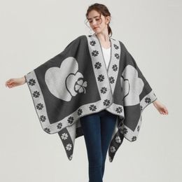 Scarves Women's Artificial Cashmere Long Two-color Cloak Cape Sweet Love Big Shawl Poncho For Warmth Cold Protection Travel Accessories
