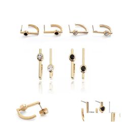 Dangle Chandelier Earrings Black Diamond Stud Ear Jewelry Earring Studs Pack 18K Good Korean Drop Delivery Dhqh5