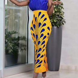 Ethnic Clothing African Skirt For Women Summer Muslim Print Vintage Floral Fashion High Wais Classy Modest Elegant Retro Jupes Falads