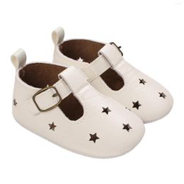 First Walkers 0-12M Born Baby Star Pattern Girls Princess Dress Shoes Non-Slip Soft Sole Mary Jane Infant Toddler Summer Walker