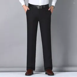 Men's Suits 2023 Brand Men's Trousers High Waist Black Suit Pants Men Thin Straight Loose Formal Business Casual Man Tr