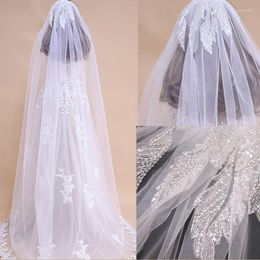 Bridal Veils YouLaPan V19 Wholesale 2 M 1 Tier Lace Edge White Ivory Catherdal Wedding Veil Long With Sequins