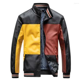 Men's Jackets Leather Jacket Men Winter Fleece Motorcycle PU Mens Stand Collar Casual Windbreaker Slim Solid Coat