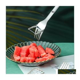 Fruit Vegetable Tools Cut Watermelon Artefact Divide Eat Dig Dice Stainless Steel Divider Creative Drop Delivery Home Garden Kitch Ot83D