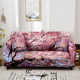 Chair Covers Cherry Blossoms 3D Print Elastic Sofa Cover Stretch Couch For Living Room Sectional Protector W47