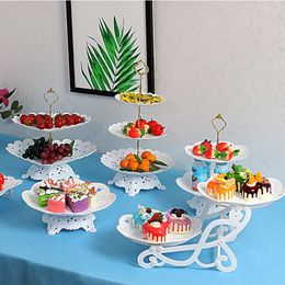 Plates Cake Stand Tray Decorative European Style Folding Wedding Multi-layer Rotating Fruit Dessert Plate Birthday Christmas Party