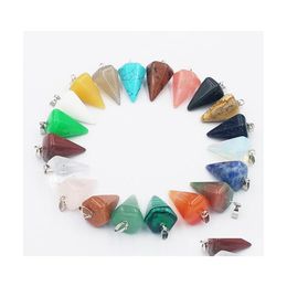 Pendant Necklaces Fashion Natural Stone Pyramis Shape Pendants Charms Red Carnelian Onyx For Necklace Jewelry Making Drop Delivery Dhpyb