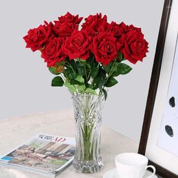 Decorative Flowers Selling 2023 Simulation Flower Flannelette Rose Bouquet Single Fake Living Room Bedroom Decor Arrangement