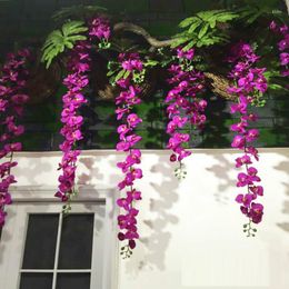 Decorative Flowers 200cm Artificial Silk Orchid Flower Vines Wedding Party Decors Fake String Fall Garden Decoration