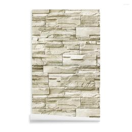 Wallpapers Khaki Brick Wallpaper Peel And Stick Faux 3D Stone Self Adhesive Wall Paper Waterproof Removable For Home Living Room Decoration