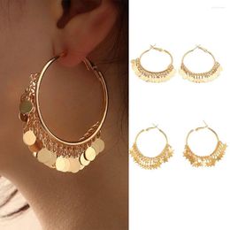 Hoop Earrings Fashion Dangle Party Gift Jewelry Hanging Earring Ear Studs Golden Sequins Tassel