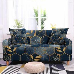 Chair Covers Gold Leaf Pattern Geometric Elastic Sofa Cover For Living Room Marble Printing Slip Sleeve Corner Home Decoration