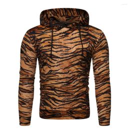 Men's Hoodies Men's Wavy Sweatshirt Leopard And Tiger Hooded Jacket