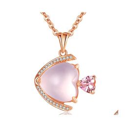 Pendant Necklaces Fish Necklace For Women Luxur Jewlery Rose Gold Sier Chains Crystals Drop Delivery Jewelry Pendants Dhv8W