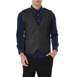 Men's Vests Men's Suit Vest Slim Fit V-Neck Sleeveless Jacket Formal Business Office Party Black Gilets