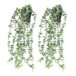 Decorative Flowers Artificial Potted Plants Fake Vine Hanging Leaves Home Kitchen Garden Office Wedding Wall Decoration 2 Pack