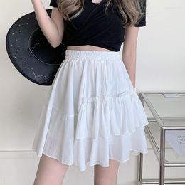 Skirts Women Summer Ruffles Patchwork Korean Fashion High Waist Y2k E Girl Cake Solid Colour Skirt Loose Oversized