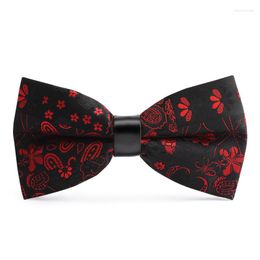 Bow Ties 2023 Fashion Men's For Wedding Double Fabric Red Paisley Black Bowtie Club Banquet Butterfly Tie With Gift Box