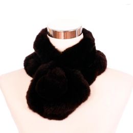 Scarves ZY86006 2023 Winter Women And Girls Fashion Lovely Knitted Real Fur With A PomponNeck Scarf Accessory Rings