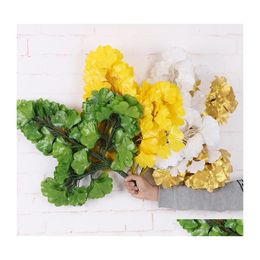 Christmas Decorations 12Pcs Artificial Leaf Decoration Fake Leaves Plastic Tree Branches Simation Banyan For Home Wedding Party Deco Dhwna