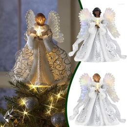Christmas Decorations Acrylic Angel Pendant Tree Topper Fairy Festive Xmas Top LED Ornament Duplex Printing Decor Party Supplies