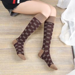 Socks designer sexy elegant sock lady luxury letter pattern knee length wool cotton autumn warm leisure stocking fashion womens wear gift for girlfriend 5898H