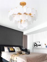 Chandeliers Nordic Luxury Bedroom Glass Sheet LED Celling Chandelier Lighting Living Room Restaurant Hall Hanglamp Luminaria Light Fixtures