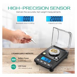 Household Scales 0.001G Precision Digital Jewelry Scale 20G Usb Powered Electronic Weighing Lcd Mini Lab Nce Drop Delivery Home Gard Otxek