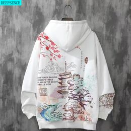 Mens Hoodies Sweatshirts Chinese Style Men Hoodie Plus Velvet Harajuku Style Sweatshirt Loose Hoodie Trendy Brand HipHop Student Hoodie Men 230114