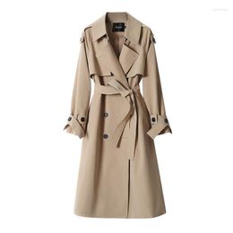 Women's Trench Coats Women Autumn Winter Korean Classic Double Breasted University Style Loose Medium Length Female Clothing Tops Solid