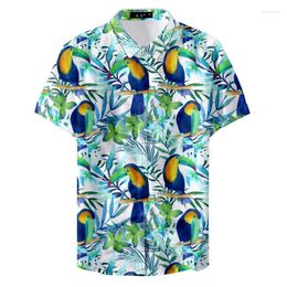 Men's Casual Shirts 2023 Summer Fashion Print Colourful Parrot Cartoon Custom Shirt