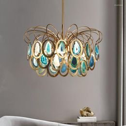 Chandeliers Nordic Light Luxury Living Room Agate Chandelier Art Personality Creative Crown Lamp Restaurant Club El Villa