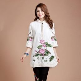 Women's Blouses & Shirts Woman Blouse 2023 Spring Summer Kaftan Stylish Mexican Floral Embroider Boho Chic Folk Vintage Shirt Female Tunic 4