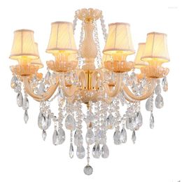 Chandeliers European Living Room Creative Bedroom Study Crystal Restaurant Lamp El Duplex Building Project Lights Led ZG8529#