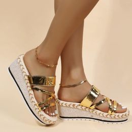 Sandals Open Toe Walking Shoes Summer Women Breathable Beach Slip On Casual Wedges