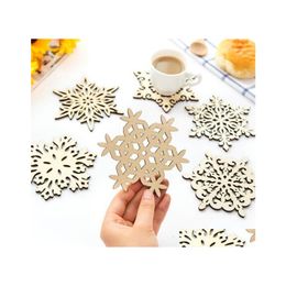 Mats Pads 6 Styles Cup Mat Wooden Snowflake Coasters Tea Trays Mug Holder For Drinking Coffee Drop Delivery Home Garden Kitchen Di Dh7Zi