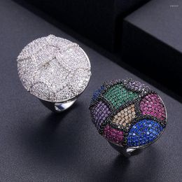 Wedding Rings Jankelly2023 Trendy Disco Ball Big Bold Statement Ring For Women Cubic Zircon Finger Beads Charm Bohemian Beach Jewel