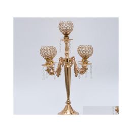 Party Decoration 5Arms Wedding Crystal Centerpiece Gold Candelabras Table Sn2096 Drop Delivery Home Garden Festive Supplies Event Dhdan