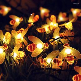 Strings Honey Bee String Lights Waterproof Outdoor Fairy Lighting Back Yard Decor Garden Decoration Garland Solar Powered