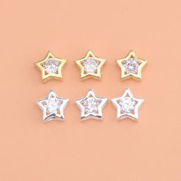 Charms Sterling Silver Gold-plated Accessories Micro-inlaid Zircon Cute Five-pointed Star Septa Creative Handmade Bracelet NecklacCharms
