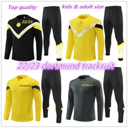 22 23 Borussia adult tracksuit jacket Soccer Sets half zipper Dortmunds training suit football set Survetement 2022 2023 men kids and man Tracksuit