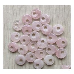 Charms Natural Rose Quartz Stone Pink Gogo Donut Pendant Beads 18Mm For Jewellery Making Wholesale Drop Delivery Findings Components Dhiul