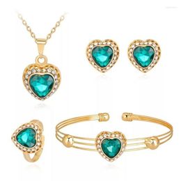 Necklace Earrings Set MINHIN Fashion Austrian Crystal Love Heart For Women 4Pcs Necklace/Earrings/Bangle/Ring Bridal Wedding Sets