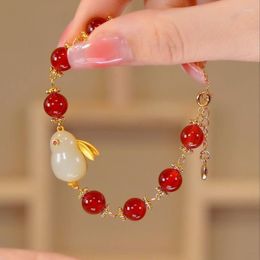 Bangle Fashion Chinese Style Antique Bracelet Imitation Red Agate Glass For Women's Jewellery Wholesale