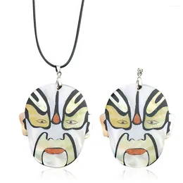 Pendant Necklaces Natural Seashell Peking Opera Masks Chinese Traditional Charms Fortitude Courage Souvenir DIY Necklace Jewelry Making