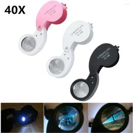 Watch Repair Kits 40X MINI Jewellery Magnifying Glass 2 LED Foldable Magnifier Lens Diameter 25mm Pocket Illuminated Loupe For Jade