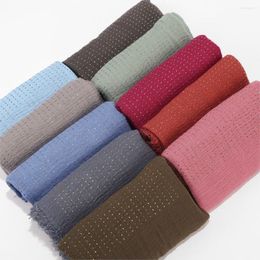 Scarves 20PC/LOT Women Diaomd Plain Viscose Cotton Hijab Crinkle Shawl Bead Wrap Headband 180 90cm Can Choose Colours