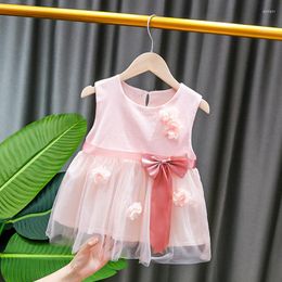 Girl Dresses DIIMUU 0-3 Years Summer Fashion Baby Girls Dress Clothes Infants Kids Casual Tops Child Sleeveless Cotton Blend